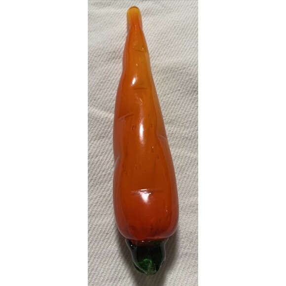 VTG Hand Blown Glass Carrot 7" Orange Fruit Basket Vegetable Art Murano Style - Picture 5 of 5